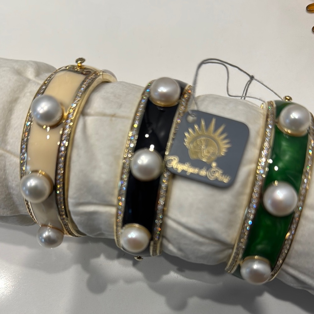 Pearl and Enamel Bangle Set